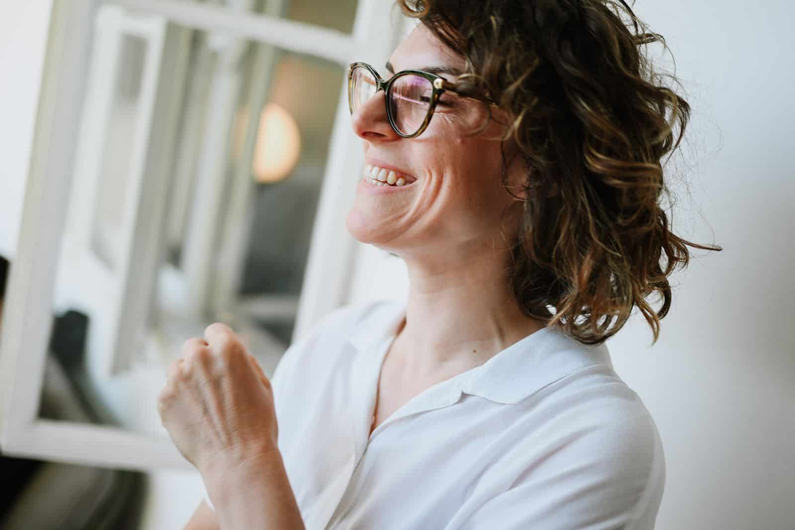 A participant laughs during the workshop